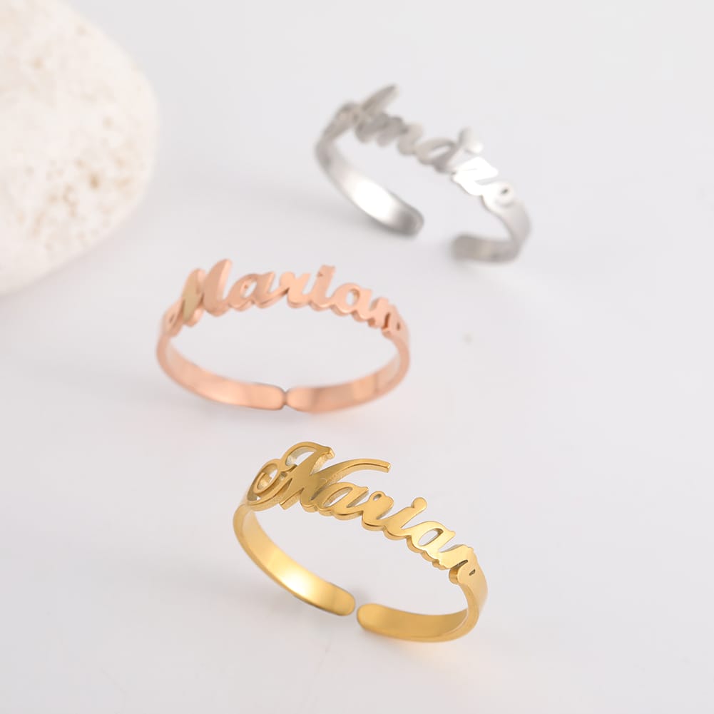 Mens gold name deals ring